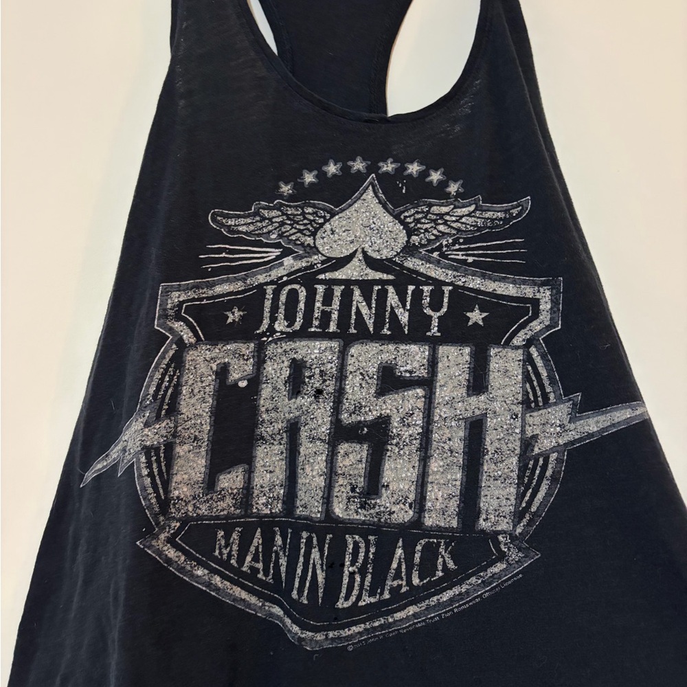 Johnny Cash Rock & Republic Black Graphic Racerback Tank With Sliver - Picture 2 of 4